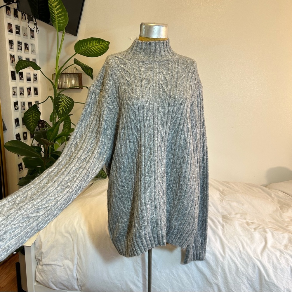 NWT Express Grey Knit Mock Sweater